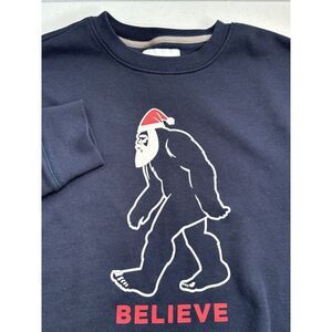 Old Navy Unisex Small Blue Bigfoot‎ Christmas Santa Believe Graphic Sweatshirt